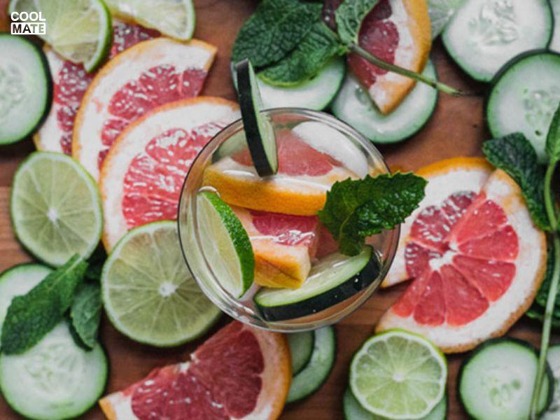 Detox dưa leo + chanh + bưởi hồng