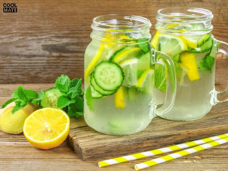 Detox dưa leo + chanh + bạc hà