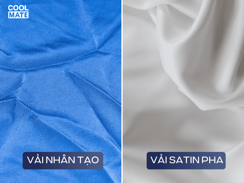  bạn có thể thử chạm vào để nhận biết vải satin nhân tạo hay pha 