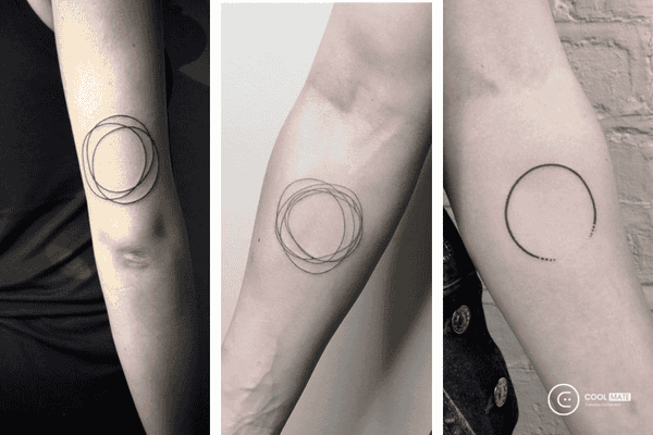 Hình xăm fine line tattoo chủ đề hình tròn