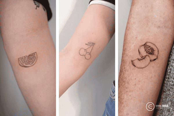 Hình xăm fine line tattoo chủ đề trái cây