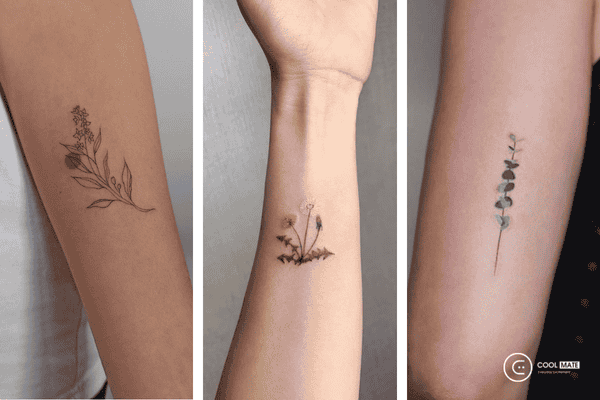 Hình xăm fine line tattoo chủ đề cỏ cây