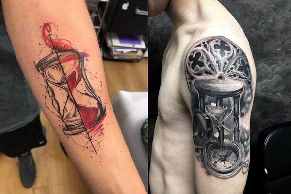 Hình xăm đồng hồ cát mang đầy tính nghệ thuật
