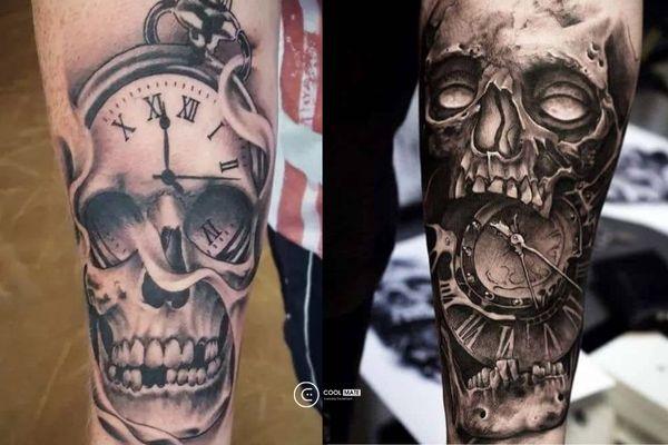 Rất nhiều người có cá tính mạnh đã chọn cho mình hình xăm đồng hồ mang phong cách creepy