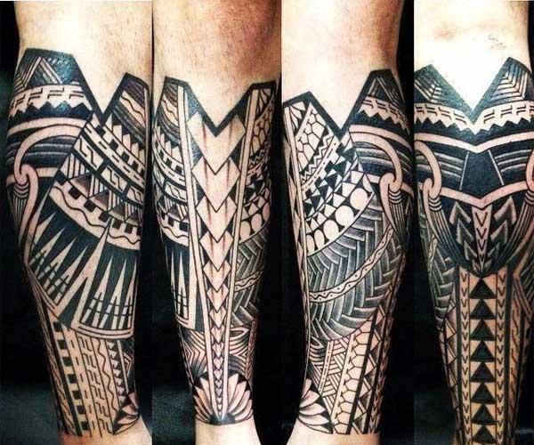Hình xăm Maori bắp chân phức tạp