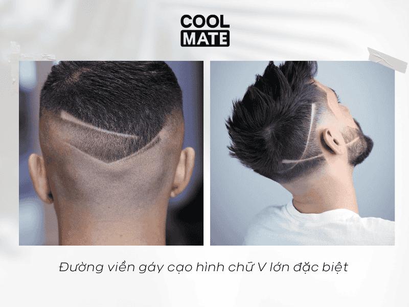 Đường viền gáy cạo hình chữ V lớn đặc biệt