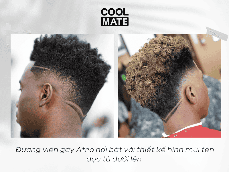 Đường viền gáy Afro nổi bật, thiết kế hình mũi tên dọc từ dưới lên