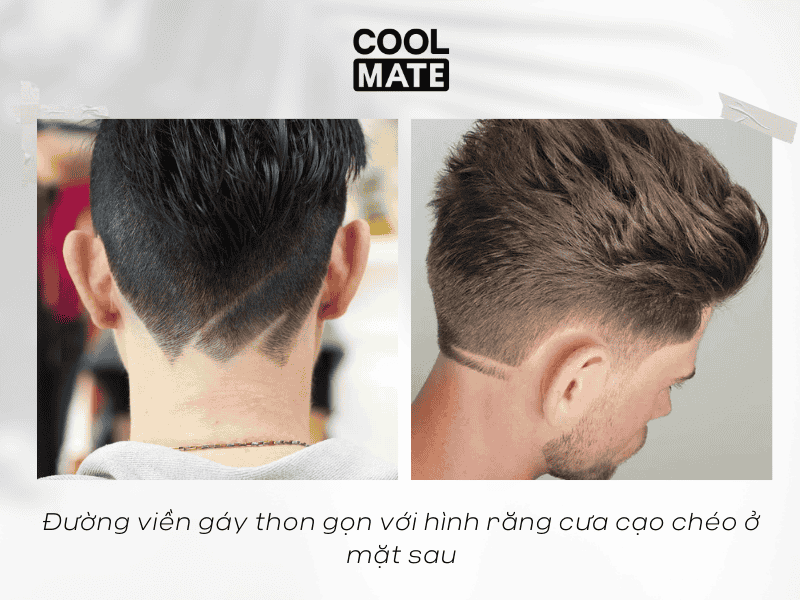Đường viền gáy thon gọn, hình răng cưa cạo chéo ở mặt sau