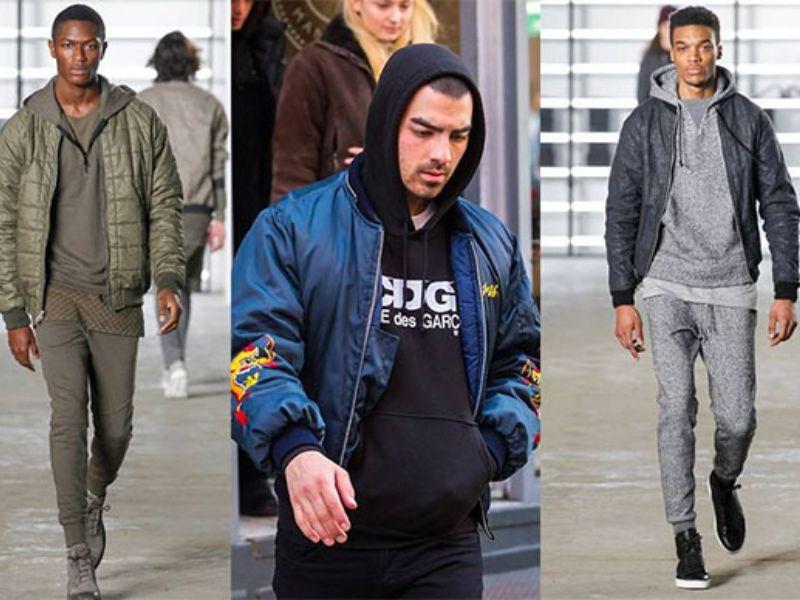 Phối áo hoodie form rộng với áo khoác nam bomber