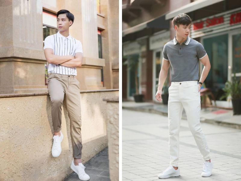 Áo polo + quần âu - trẻ trung, lịch sự