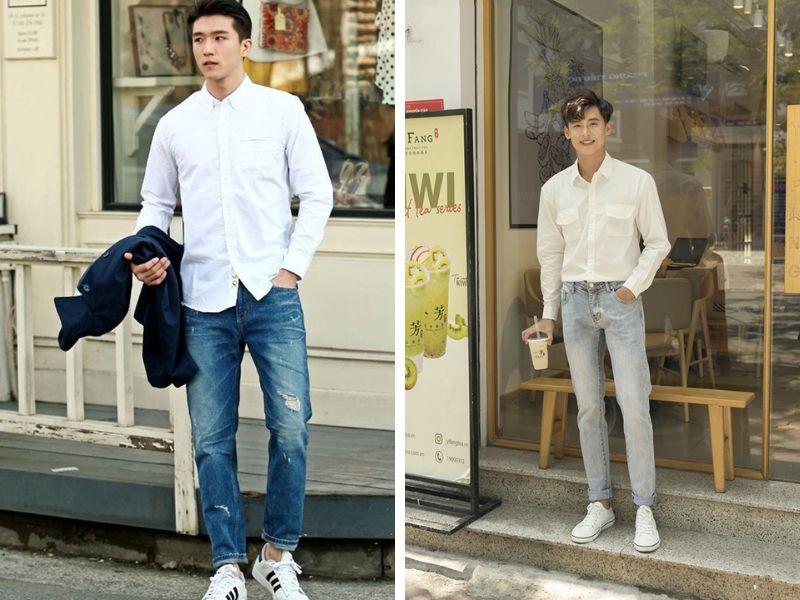 Áo sơ mi + quần jeans - lịch lãm nhưng không cứng nhắc