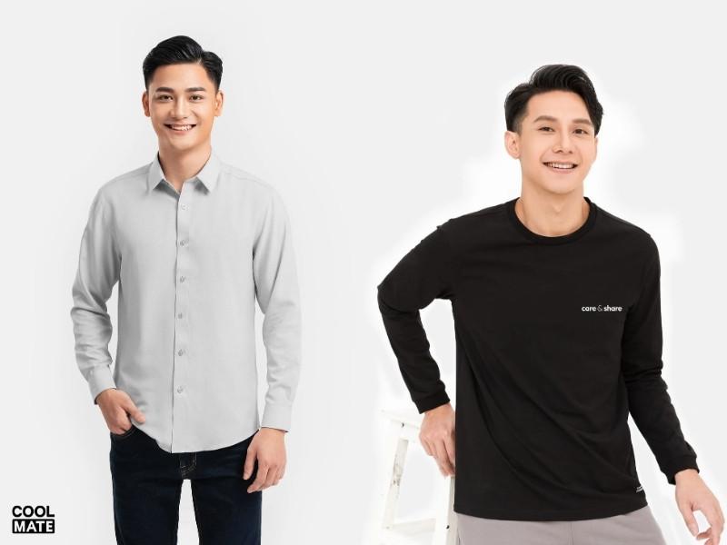 Các loại áo dài tay nam: áo thun, áo polo, áo sơ mi, hoodie, áo da...