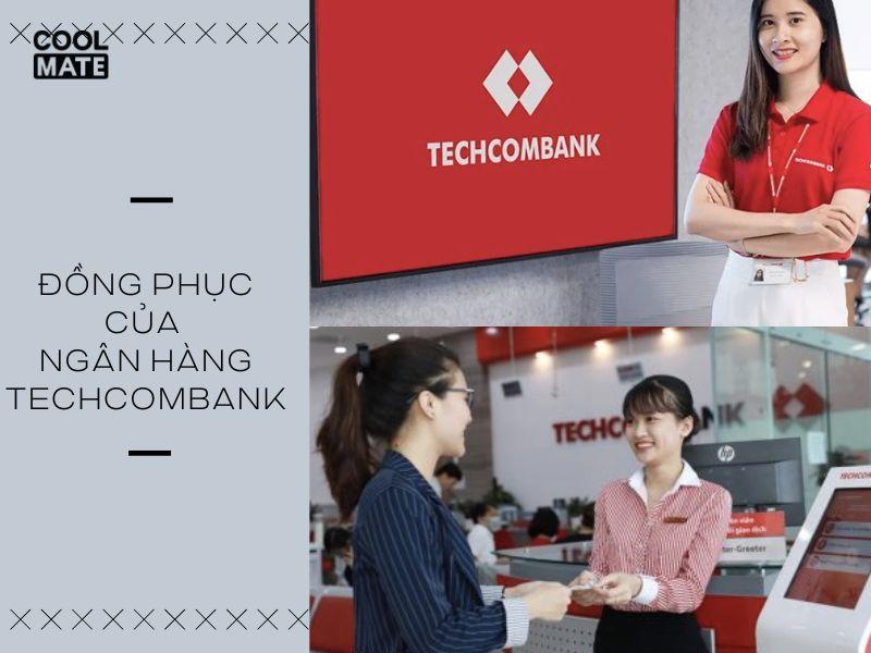 Đồng phục Techcombank: Áo sơ mi, chân váy/quần tây, áo thun, màu đỏ và hồng nhạt