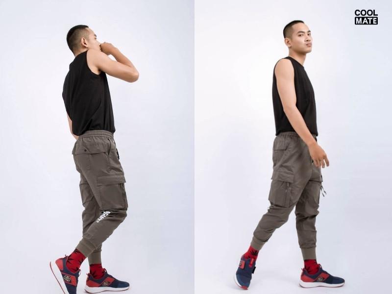 Một gợi ý phù hợp để phối cùng quần jogger túi hộp chính là kết hợp với áo tanktop