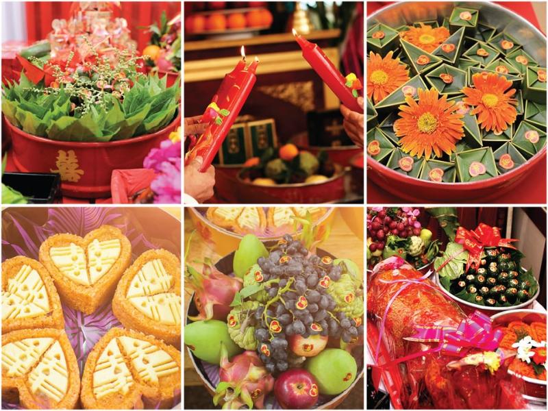 Mâm quả đám cưới ở đây thường có số lượng lớn