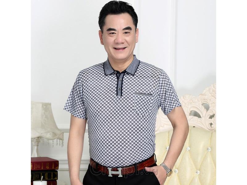 Áo polo nam trung niên họa tiết ziczac