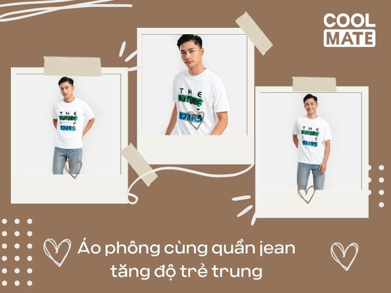 Áo phông cùng quần jean tăng độ trẻ trung cho Giáng sinh