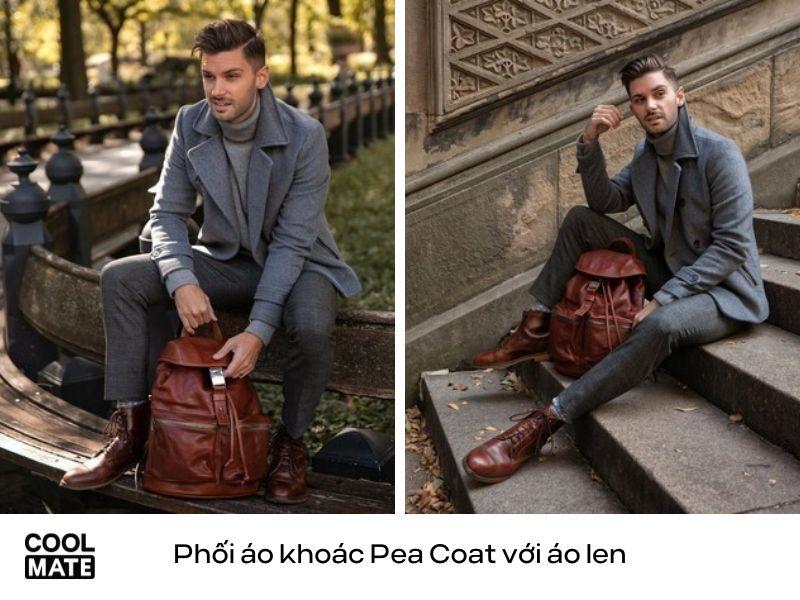 Phối áo khoác Pea Coat với áo len