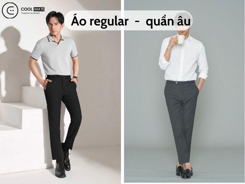 Phối áo regular fit với quần âu