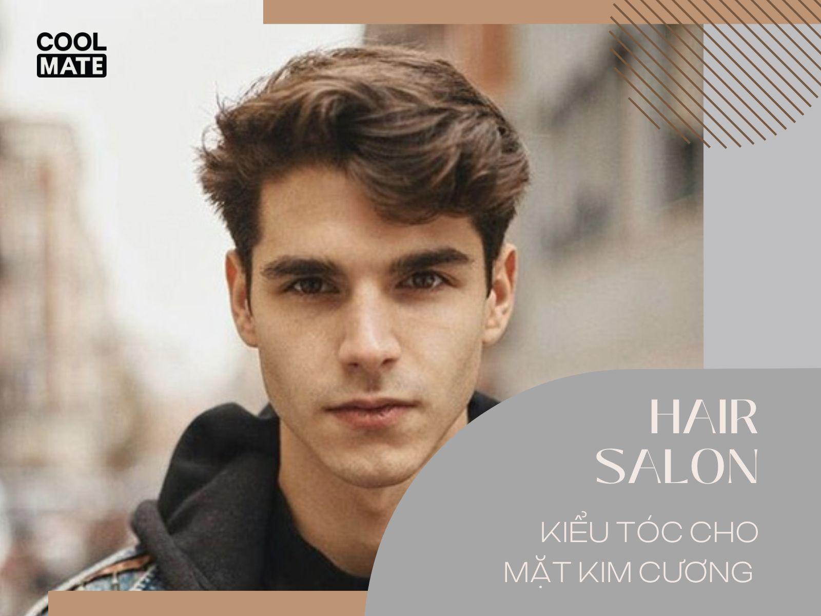 Kiểu tóc phù hợp với khuôn mặt kim cương như Side Part, Fringe, Quiff