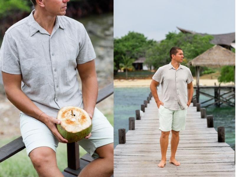 Áo đũi nam với quần short