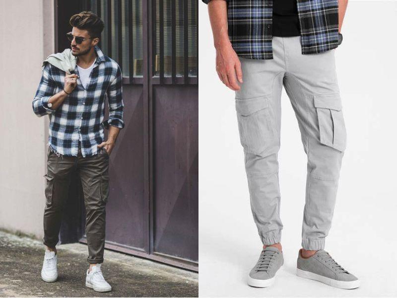 Áo sơ mi caro nam phối với quần jogger