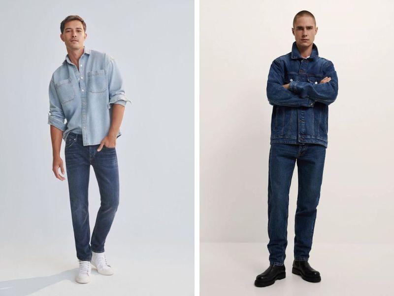 Outfit đi cafe nam: double denim