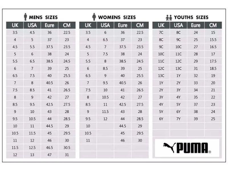  Bảng size giày nam Puma