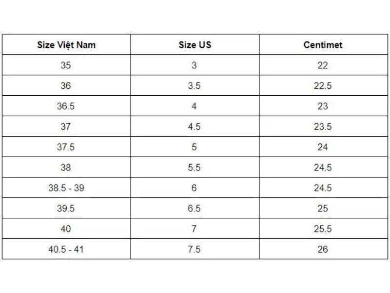  Bảng size giày nam Converse