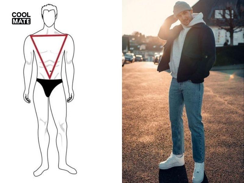 Chọn size quần theo dáng người tam giác ngược