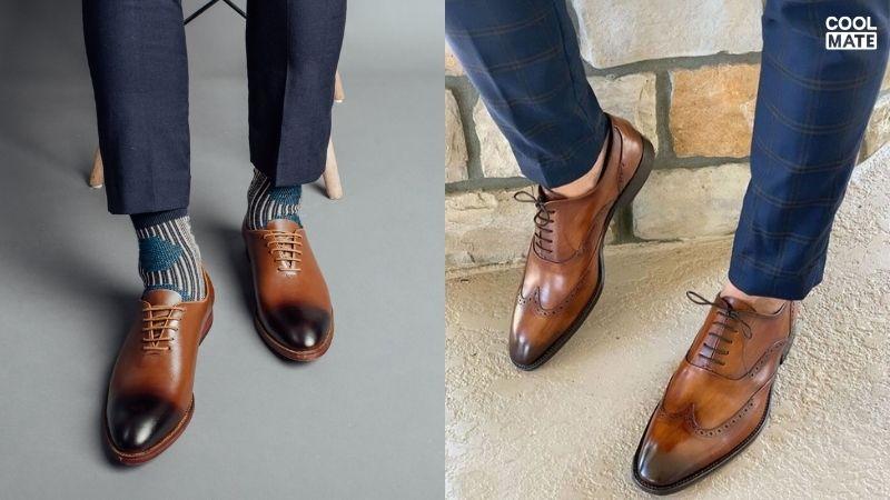 Giày Oxford nam màu tan