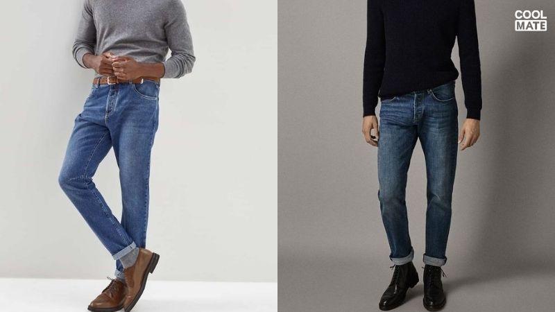 Phối giày oxford cùng quần jeans và áo sweater