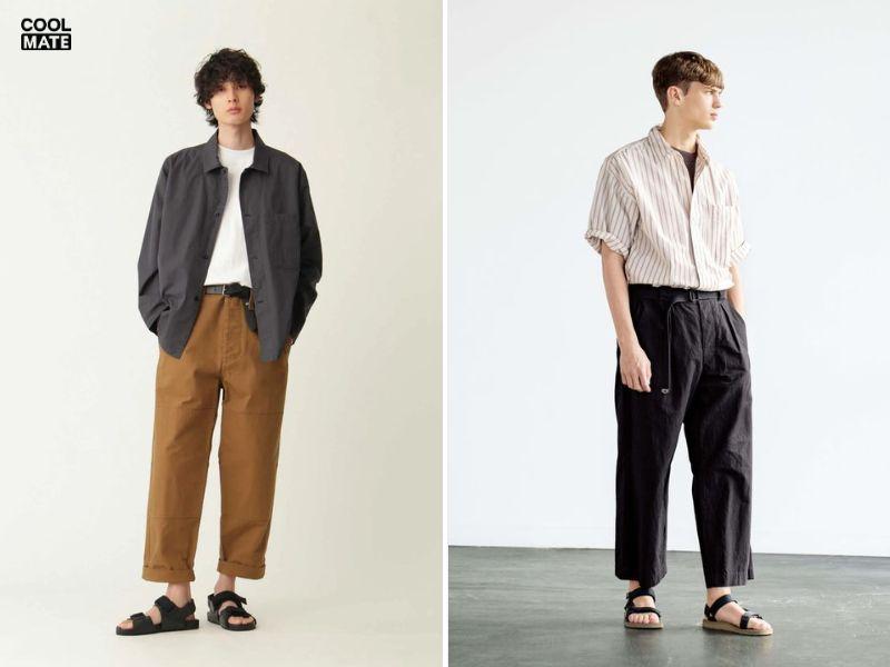Quần baggy phối sandal quai ngang