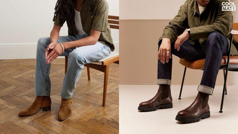 Phối Derby, Chelsea boots với quần jean thụng