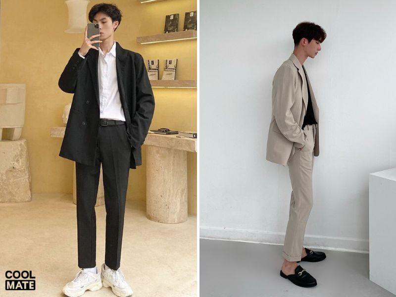 quần chinos phối blazer