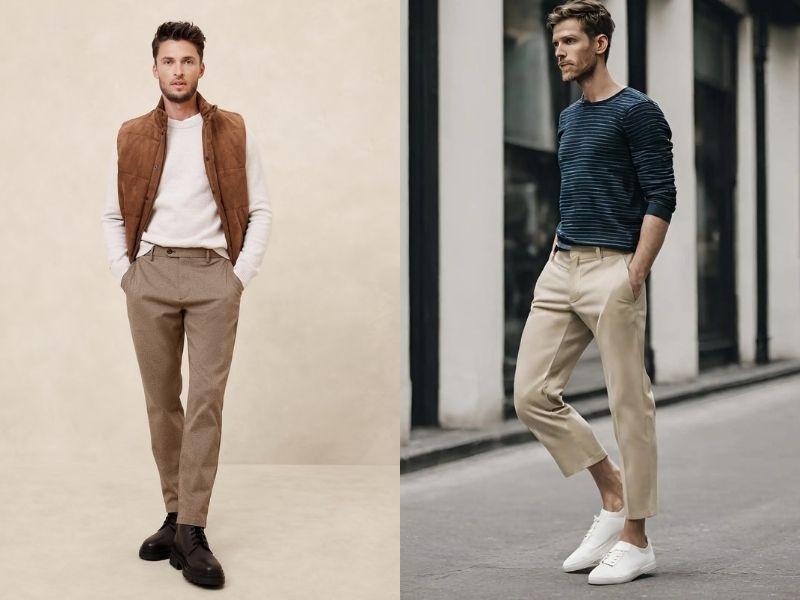 Quần cropped pants nam phối cùng áo sweater