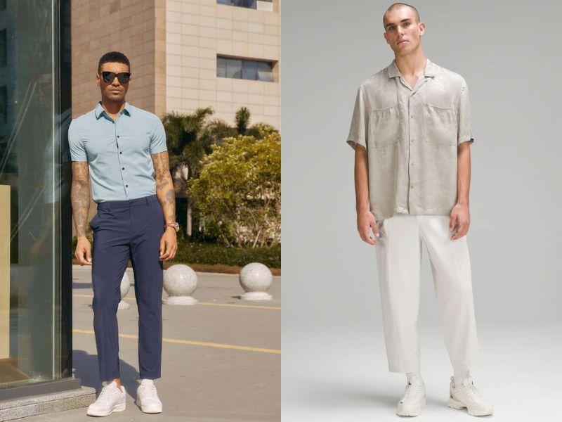 Quần cropped pants nam phối cùng áo sơ mi