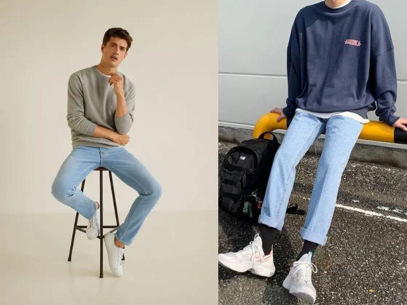 Set đồ nhẹ nhàng cùng quần jean nam slim-fit phù hợp diện đi bất cứ đâu