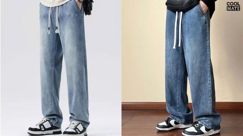 Những chiếc quần túi chéo làm từ vải jeans mix polyester có mức giá thành khá rẻ và ít bị nhăn vải 