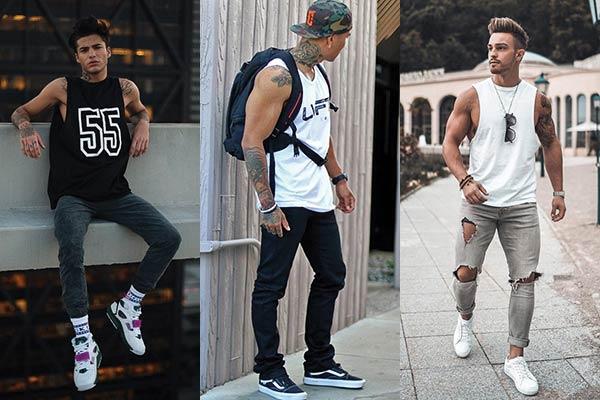 Phối đồ với áo tanktop và quần jean