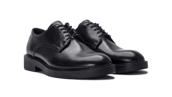 Model Derby, form giày dày, mũi tròn, dáng giày ngắn