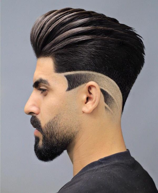 Kiểu tóc Pompadour kết hợp với đường kẻ vạch thời thượng