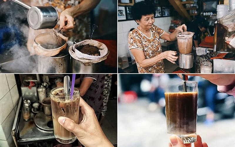 Cà phê vợt được pha bằng một chiếc vợt vải truyền thống