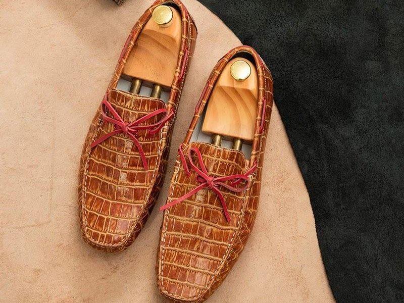 Giày Tassel Loafer giả vân cá sấu