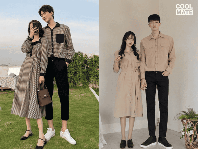 Mẫu áo sơ mi đôi nam nữ phong cách Hàn Quốc