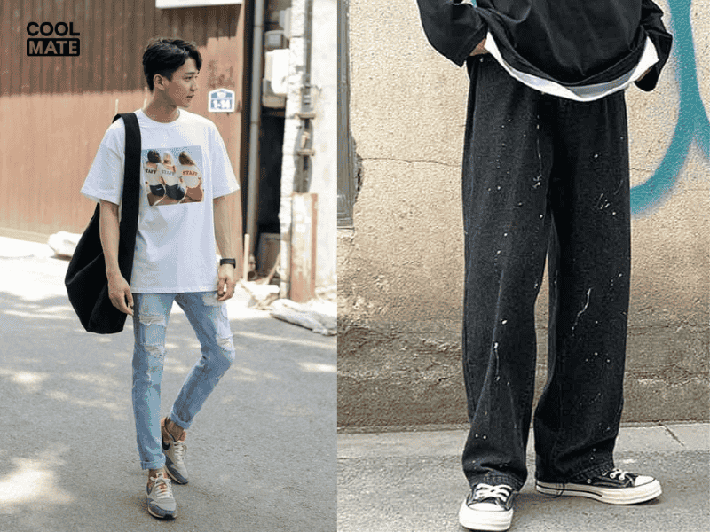 Nam chân vòng kiềng mặc quần Jean