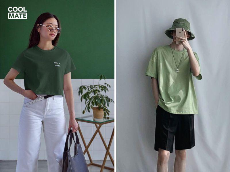 Màu trắng, đen tương thích cực tốt với áo thun xanh lá