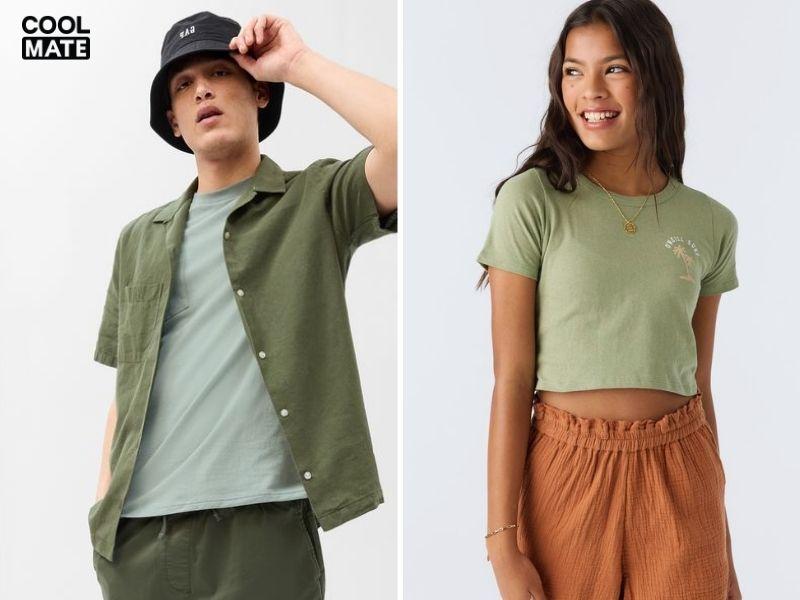 Màu sắc sỡ tạo nên sự độc đáo cho áo thun xanh lá