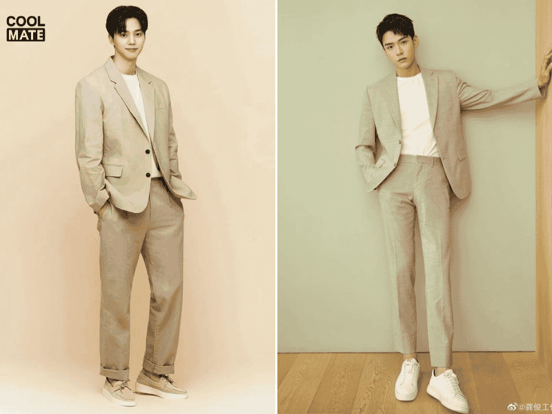 Quần kaki ống suông và áo blazer tạo nên phong cách lịch lãm cho các buổi họp, sự kiện quan trọng