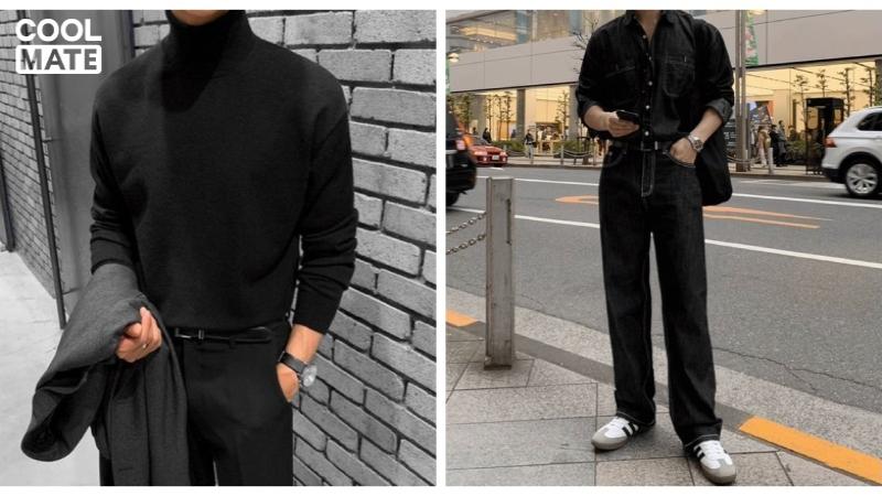 Phối đồ màu trung tính all black